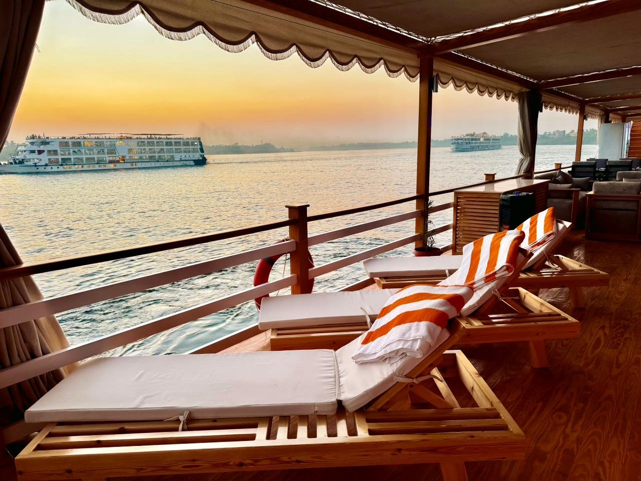 Swan Dahabiya Shaded Deck Swan Dahabiya nile cruise