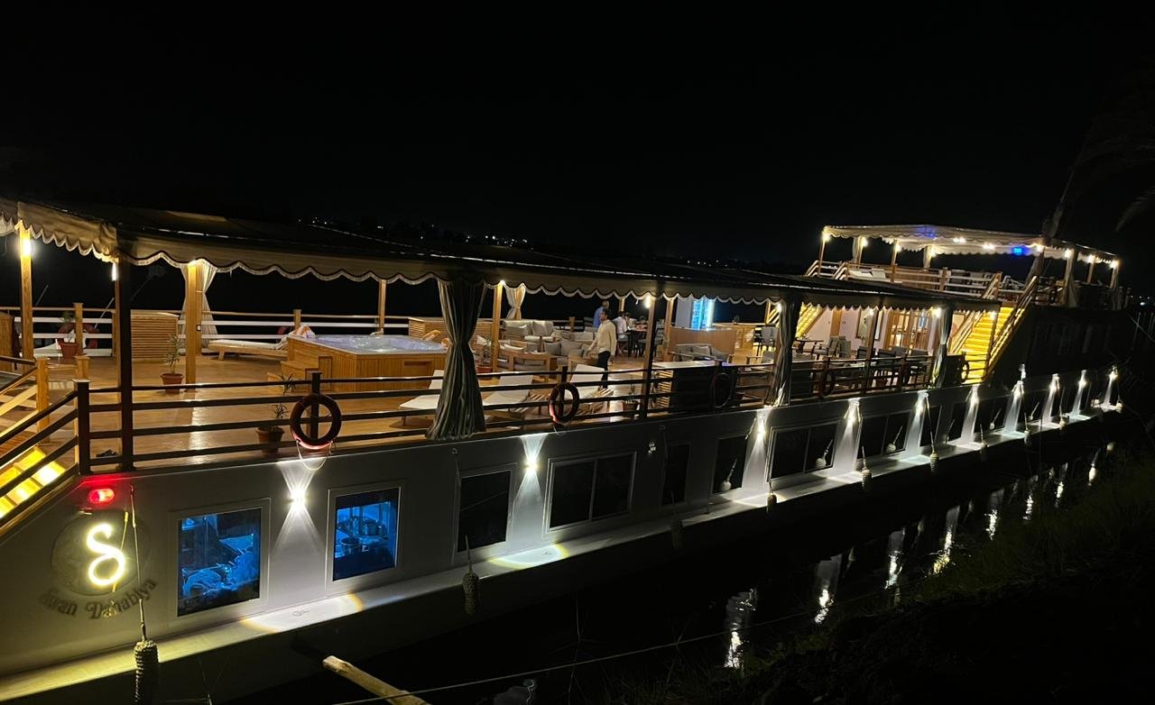 Swan Dahabiya sundeck at Night